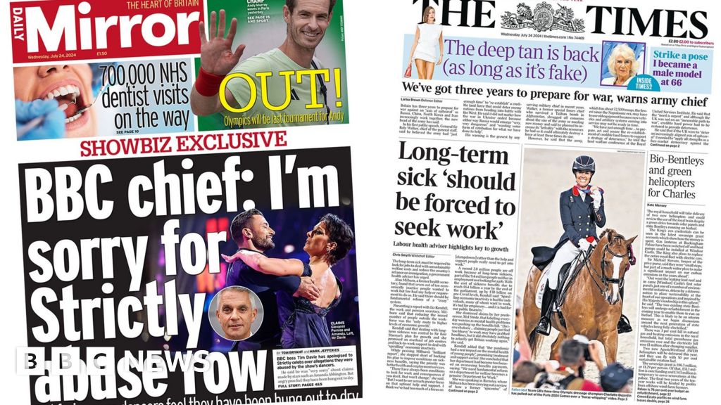 Newspaper headlines: BBC 'sorry' about Strictly, plans to make jobs - BBC News